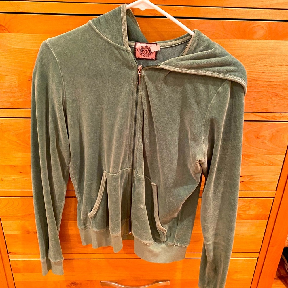 Green Velour Juicy Zip Up - Youth Large